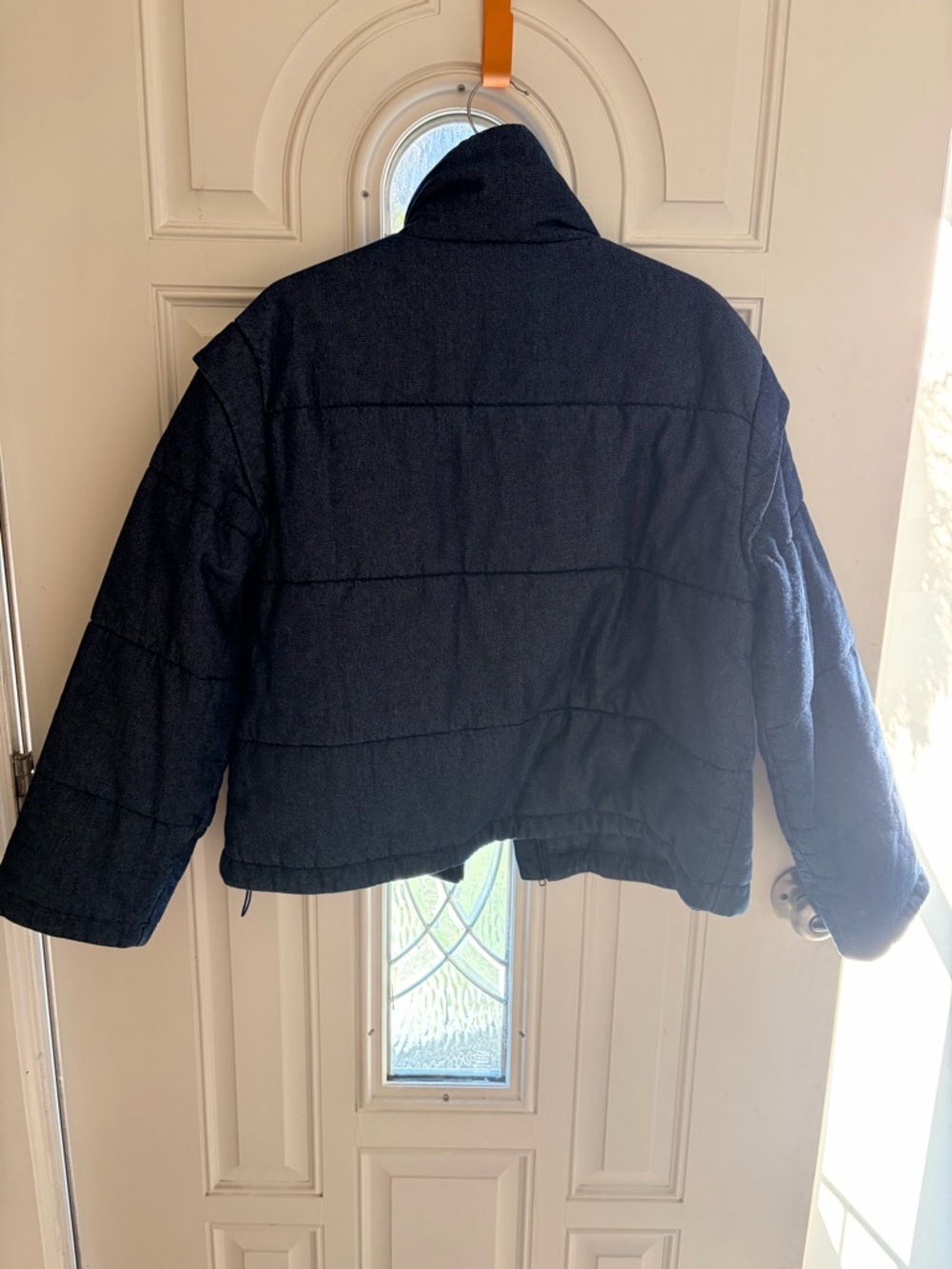 Women's Navy Bomber Jacket - Quilted Short Puffer